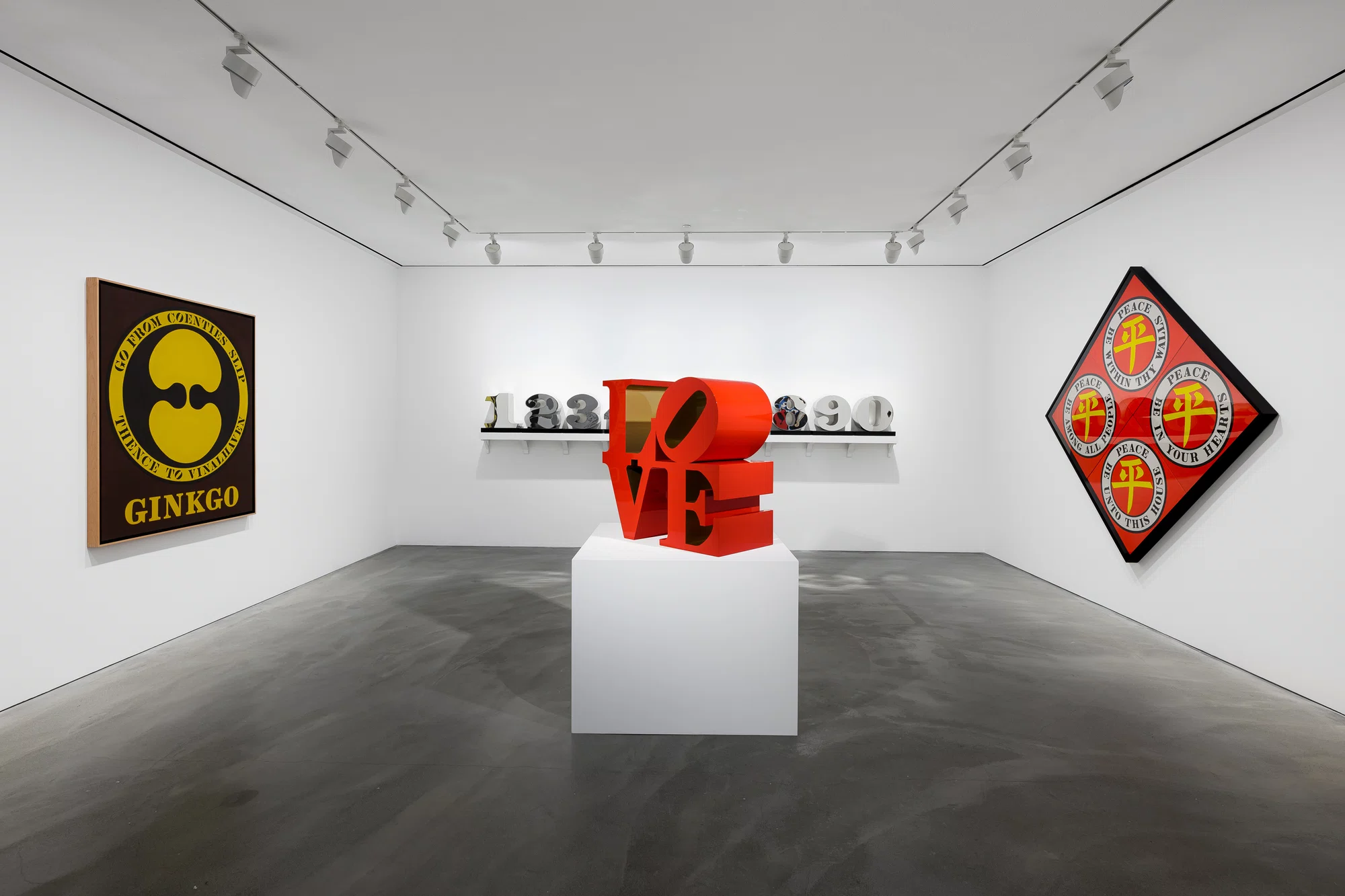 Installation view of The Shape of the World by Robert Indiana