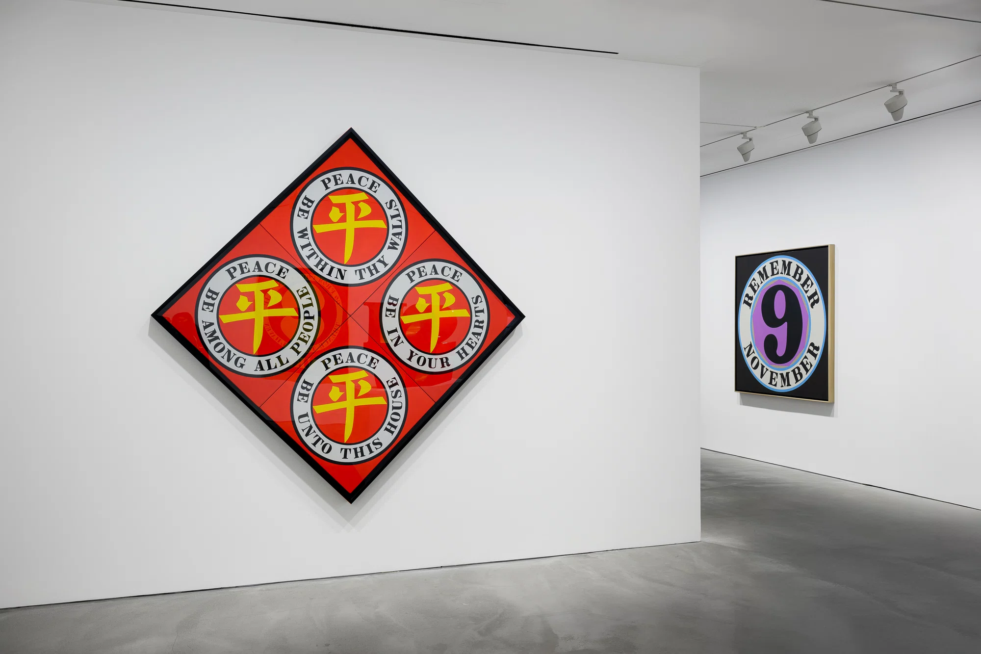 Installation view of The Shape of the World by Robert Indiana