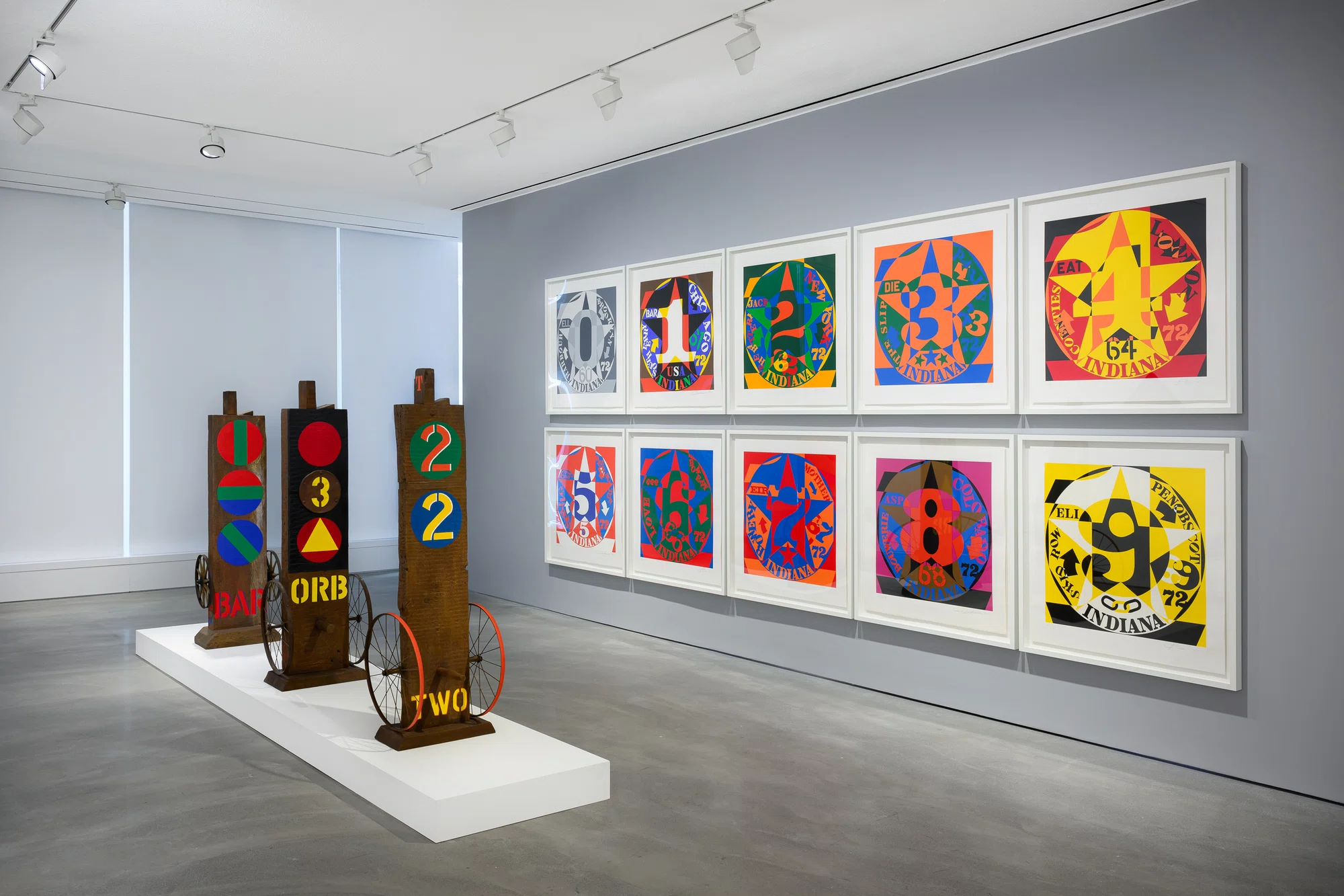Installation view of The Shape of the World by Robert Indiana