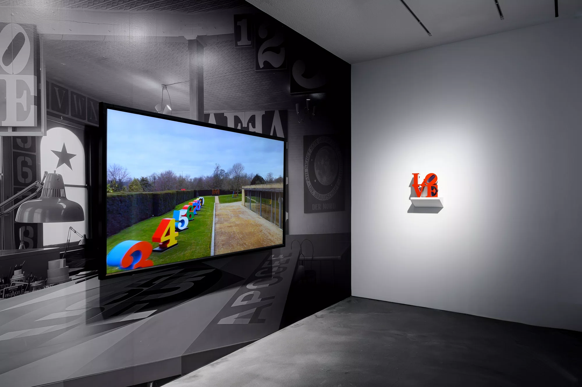 Installation view of The Shape of the World by Robert Indiana