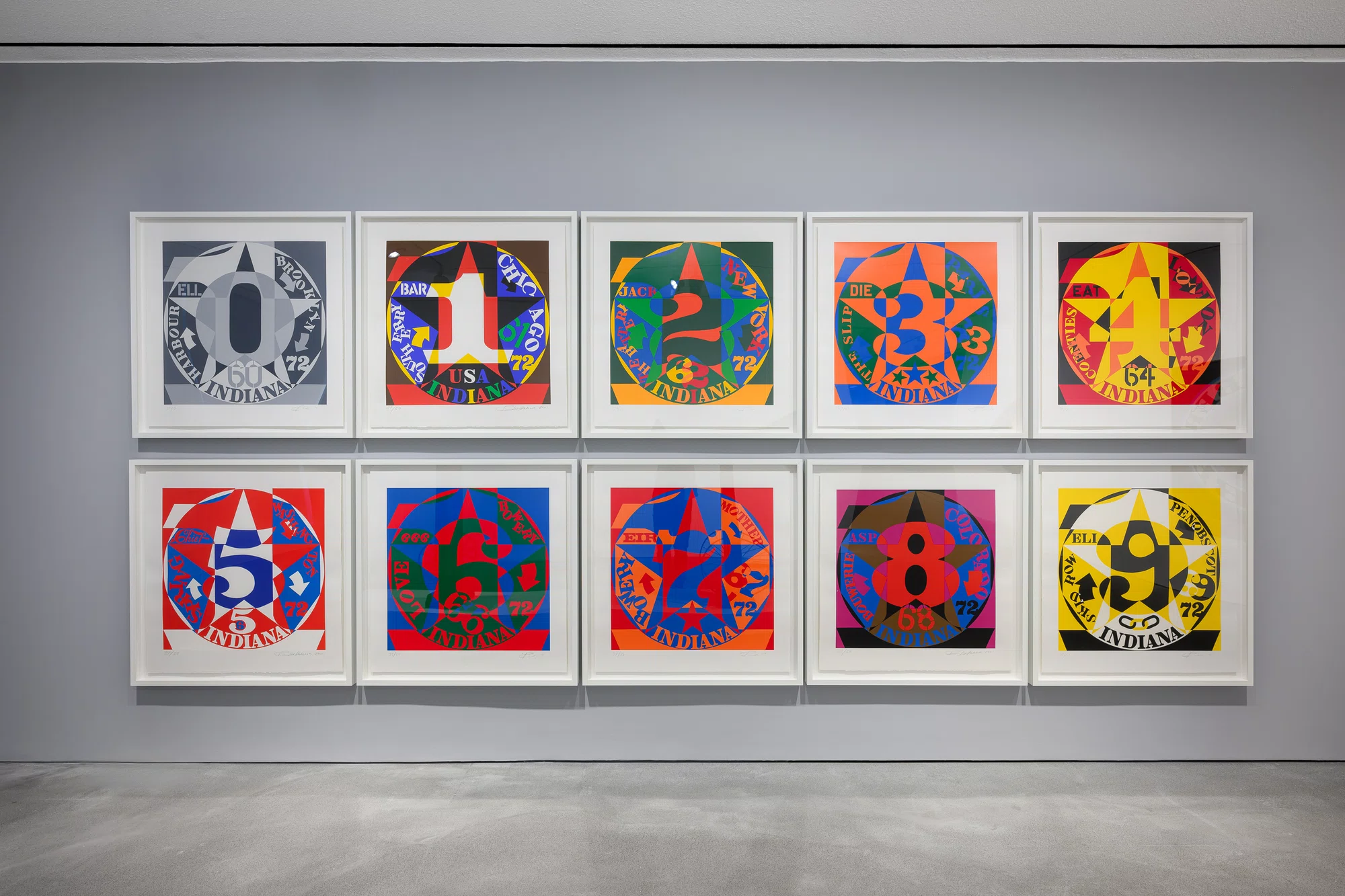 Installation view of The Shape of the World by Robert Indiana